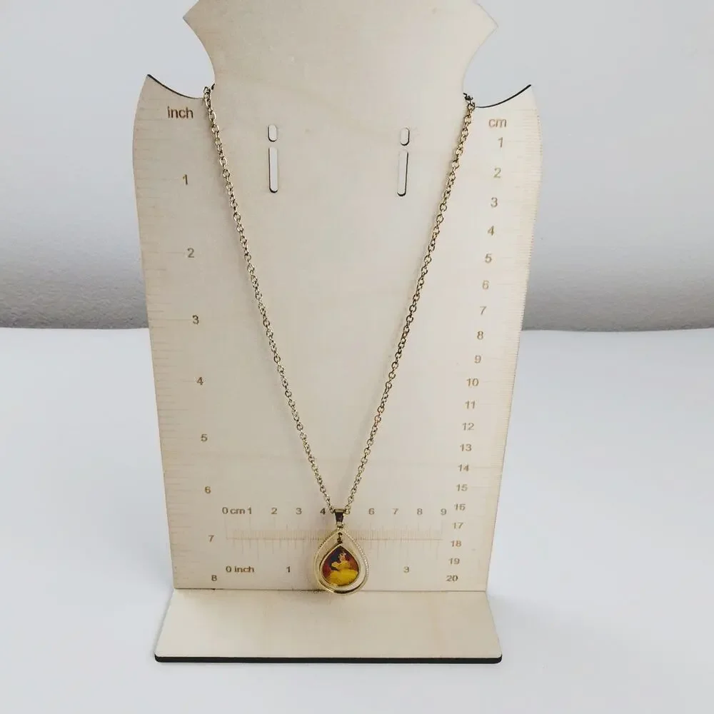 Disney Beauty and the Beast Belle Necklace Gold Teardrop